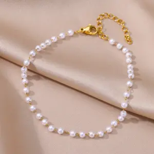 Beads Anklets for Women Gold Color Stainless Steel Chain Ankle Bracelet Trendy Summer Beach Jewelry Accessories Gifts