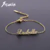 Letter Text Custom Name Bracelet For Women Men Personalized Gold Color Anklet Family Gift Stainless Steel Chain Pendant Jewelry