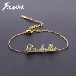 Letter Text Custom Name Bracelet For Women Men Personalized Gold Color Anklet Family Gift Stainless Steel Chain Pendant Jewelry