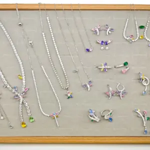 Women's New 2026 Anniversary Jewelry Set Gift: Enchanting Purple Dragonfly Crystal High Quality Necklace, Ring, Earrings