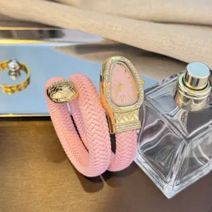 Designer Belt-Woven Snake-Shape Bracelet Watch Quartz Ladies Wristwatch Unique High-End Sensation Fashion Accessory