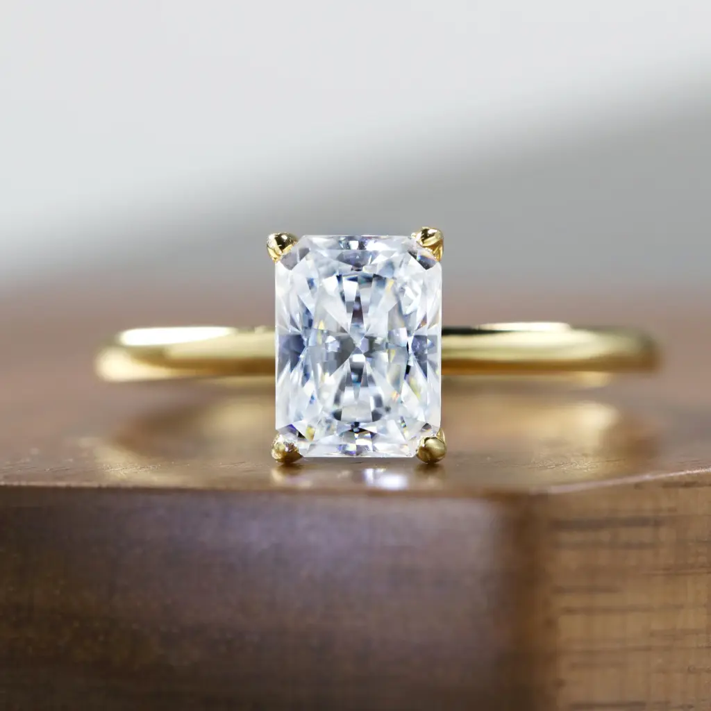 Natural Radiant Cut 1-3ct Moissanite Engagement Solitaire Ring 925 Sterling Silver for Woman Gold Plated Anniversary Gifts
