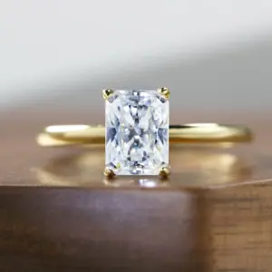 Natural Radiant Cut 1-3ct Moissanite Engagement Solitaire Ring 925 Sterling Silver for Woman Gold Plated Anniversary Gifts