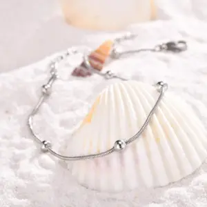 Summer Snake Chain Anklet for Women, Stainless Steel Delicate Ankle Bracelet Minimalist Beach Jewelry Gift