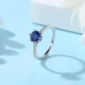Original 925 Sterling Silver Ring Love Heart Pave CZ Crystal Stackable Rings For Women Wedding Engagement Birthday Gift Jewelry