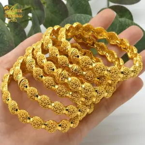 Bangles African Woman Dubai Gold Color 24k Bracelet Indian Jewelry For Women Wedding Charm Arabic Bracelets Luxury Brand