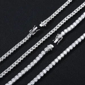 2-7MM D VVS1 Moissanite Tennis Necklace 2/3/4/5mm for Women Exquisite 925 Sterling Silver Jewelry Simulated Diamond Necklaces