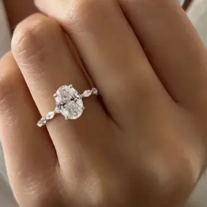 925 Sterling Silver Zircon Golden Oval Round Fashionable Ring For Women Engagement Wedding Luxury High Quality Fine Jewelry