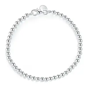 Christmas gifts charm 925 Sterling Bracelet 4MM beads chain for woman Popular brands jewelry fashion Wedding party