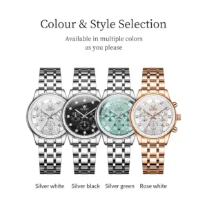 OLEVS 3669 Ladies Waterproof Multifunctional Chronograph Quartz Watch Luminous Fashion Brand Date Ladies Watch with Box