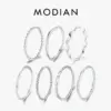 MODIAN 925 Sterling Silver Simple Fashion Stackable Ring Classic Wave Geometric Exquisite Finger Rings For Women Party Jewelry