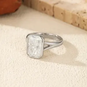 MODIAN 4.5CT D Color Moissanite Ring 925 Sterling Silver Rectangle Lab Diamond Wedding Statement Rings For Women Fine Jewelry