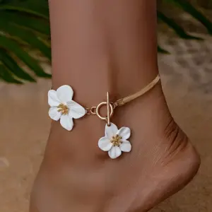 Elegant Chic Flower Pendant Anklet for Women Vacation & Daily Wear Summer Boho Foot Chain Party Jewelry Gifts