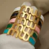 316L Classic Stainless Steel Multicolor Letter M Open Bracelet for Women Elegant Bangles Rust-proof Wrist Jewelry