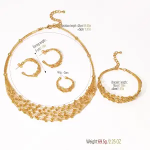 GZJPEI Handmade Women Jewelry Set Multi-layer 18K Gold Plated Beads Set Hight Quality Birthday Wedding Jewellery Accessories