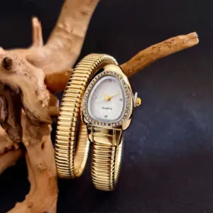 Serpentine Bullet-Shaped Case Honeycomb Dial Bracelet Watch for Women - Elegant Fashion Vintage Womens Watch