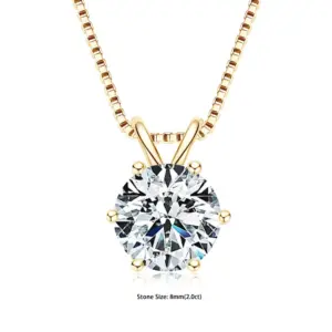 RAPRGOLD Certified 0.5-5ct Moissanite Pendant Necklaces S925 Sterling Silver Solitaire Necklace Chains For Women Jewellry Gifts