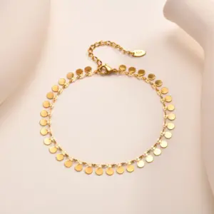 Full-gloss Disc Tassel Anklet for Women Stainless Steel Gold Color Minimalist Anklets Daily Beach Holiday Jewelry New Trend