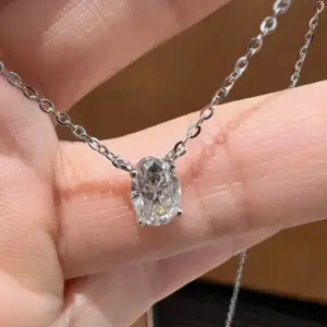 1/2/3Carat Oval Cut Moissanite Pendant Necklace 100% S925 Silver Solitaire Diamond Women‘s Fine Jewelry Necklace Party Gifts