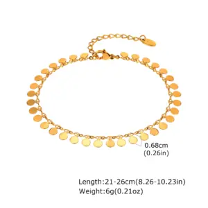 Full-gloss Disc Tassel Anklet for Women Stainless Steel Gold Color Minimalist Anklets Daily Beach Holiday Jewelry New Trend