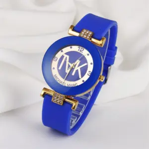 Fashion TVK Brand Women's Watch Simple Luxury Rhinestone Watch for Women Quartz Watch Casual Silicone Strap Ladies Clock