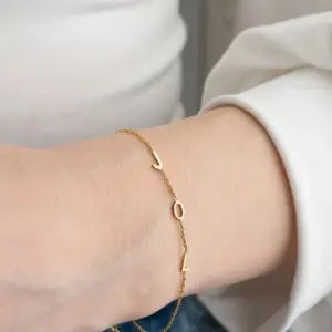 Lemegeton Customized Initial Bracelet with Symbol A-Z Letters Bracelets Stainless Steel Jewelry for Mom Mama Personalized Gifts