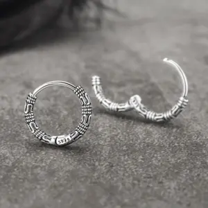 Vintage 925 Sterling Silver Hoop Earrings Pattern Earring For Women Silver Jewelry Korea New