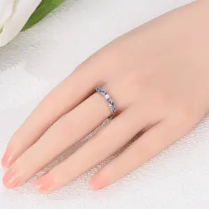 Original 925 Sterling Silver Sparkling Ice-Blue Purple Opal Ring For Women Girls Jewelry Birthday Anniversary Gifts