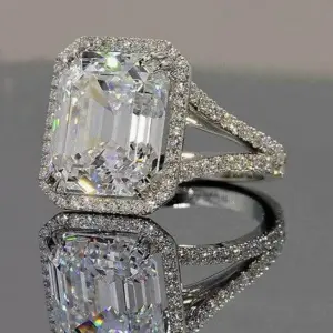 Huitan Simple Design Wedding Bands Rings for Women Luxury Inlaid Big Square Cubic Zirconia Engagement Party 2022 Trendy Jewelry