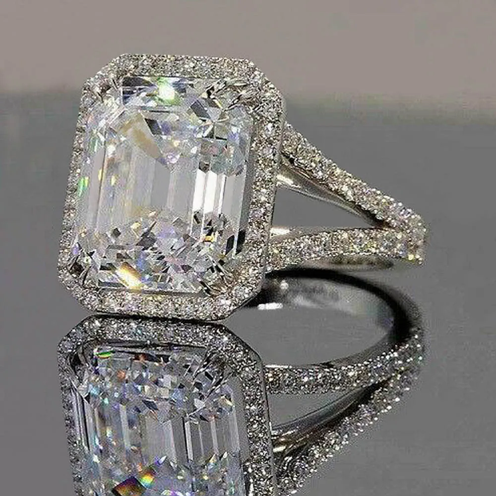 Huitan Simple Design Wedding Bands Rings for Women Luxury Inlaid Big Square Cubic Zirconia Engagement Party 2022 Trendy Jewelry