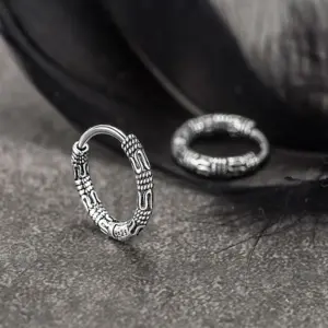 Vintage 925 Sterling Silver Hoop Earrings Pattern Earring For Women Silver Jewelry Korea New