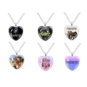 New cross-border girl group pop KATSEYE Time Stone Chain heart-shaped necklace pendant sweater chain as a gift for fans