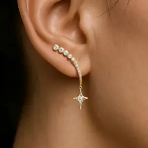 Light Luxury Personalized Niche Design Zircon Mang Star Stud Earrings For Women Fashion Elegant Crystal Geometry Jewelry Gifts