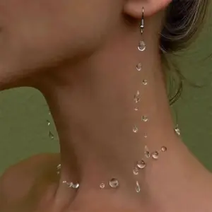 Simple Transparent Water Drop Clavicle Chain Thin Rope Beaded Tassel Earrings Necklace Bracelet Women Niche Personalized Jewelry