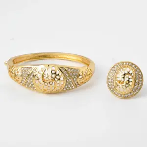 Sunny Jewelry Fashion Bridal Wedding Set Zircon Classic 24K Gold Plated Earrings Necklace Bracelet Ring 4pcs set For Women Gifts