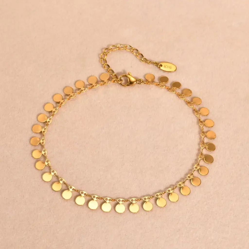 Full-gloss Disc Tassel Anklet for Women Stainless Steel Gold Color Minimalist Anklets Daily Beach Holiday Jewelry New Trend