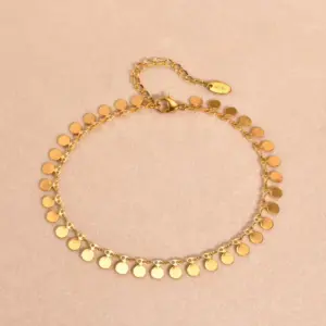 Full-gloss Disc Tassel Anklet for Women Stainless Steel Gold Color Minimalist Anklets Daily Beach Holiday Jewelry New Trend