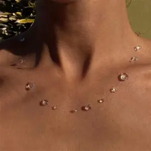 Simple Transparent Water Drop Clavicle Chain Thin Rope Beaded Tassel Earrings Necklace Bracelet Women Niche Personalized Jewelry