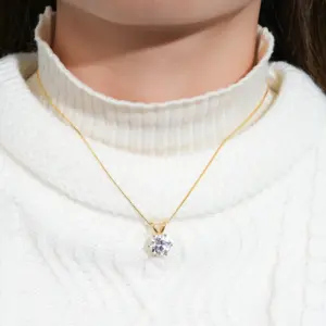 RAPRGOLD Certified 0.5-5ct Moissanite Pendant Necklaces S925 Sterling Silver Solitaire Necklace Chains For Women Jewellry Gifts