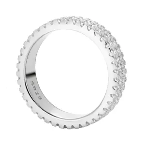BLUEENCH Full Moissanite Ring 925 Sterling Sliver Plated 18k Eternity Band Hip Hop Rings for Woman Man Party Sparkling Jewely