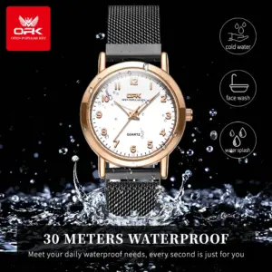 OPK 8115 Women's Watches Simple Fashion Oirginal Wristwatch for Female Stainless Steel Mesh Strap Waterproof Luminous Reloj