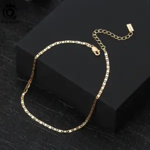 ORSA JEWELS 925 Sterling Silver Italian 2mm Sparkle Mirror Chain Anklets for Women Gold Foot Bracelet Ankle Straps Jewelry SA29