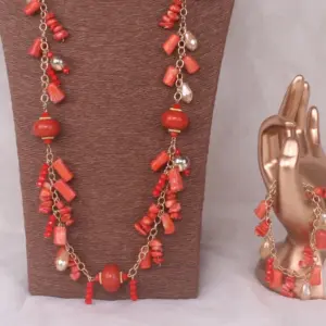 Dudo African Coral And Crystal Beads bridal Jewelry Set For Nigerian Traditional Weddings