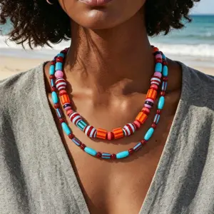Bohemia Colorful Resin Beaded Choker Necklaces for Women y2k Jewelry Boho Statement Necklace Gifts