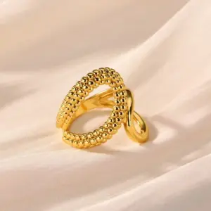 INS Fringe Snake Stainless Steel Rings for Women 18K Gold-plated Cubic Zirconia Ring Wedding Jewelry Accessories Birthday Gifts