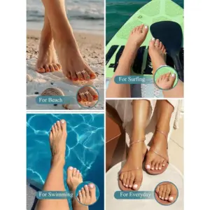 Bobisty 14K Gold Plated Toe Rings for Women Adjustable Toe Ring Non Tarnish Open Band Toe Rings CZ Bow Summer Beach Foot Jewelry