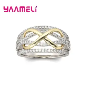 925 Sterling Silver Infinity Love Ring Shining Cubic Zircon Bowknot Letter 8 Eternity Promise Jewelry for Woman Girlfriend