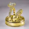 14K Gold Vintage 3-in-1 Promise Ring Set Lab Diamond Engagement Wedding Band Rings for Women Men Party Jewelry