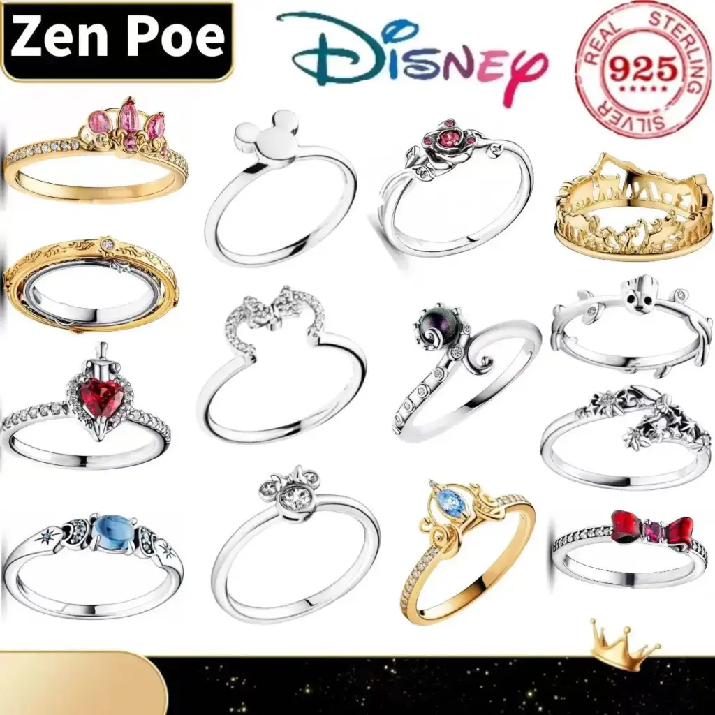 Best selling 925% pure silver temperament Minnie heart shaped princess crown ring for ladies DIY fine jewelry exquisite gift