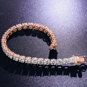 2-6.5mm Men Women Moissanite Tennis Chain Rose Yellow Moissanite Tennis Bracelet s925 Silver Tennis Chain For Women Men
